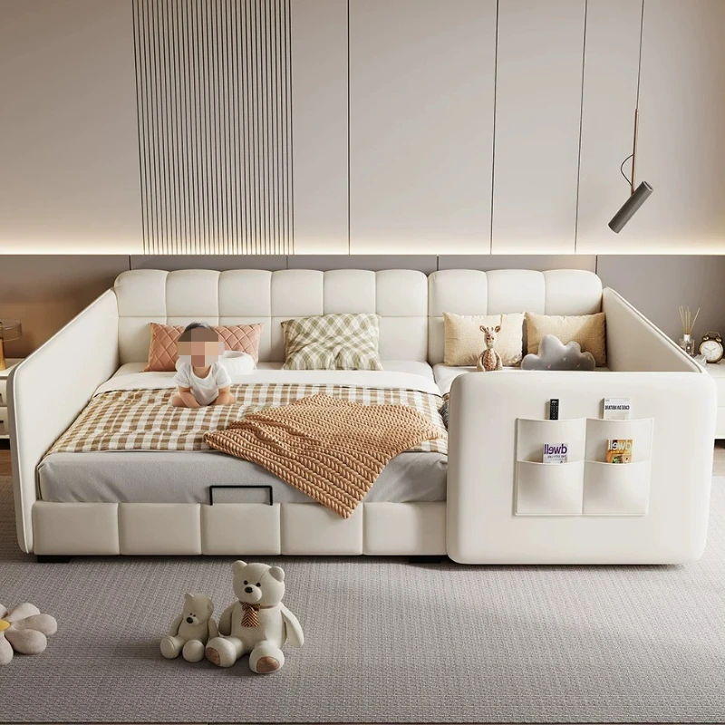 European Fancy Bed Frames Minimalist Fence Lounge Upholstery Bed Cream Deluxe Cama De Lujo Para Dormitorio Home Accessories