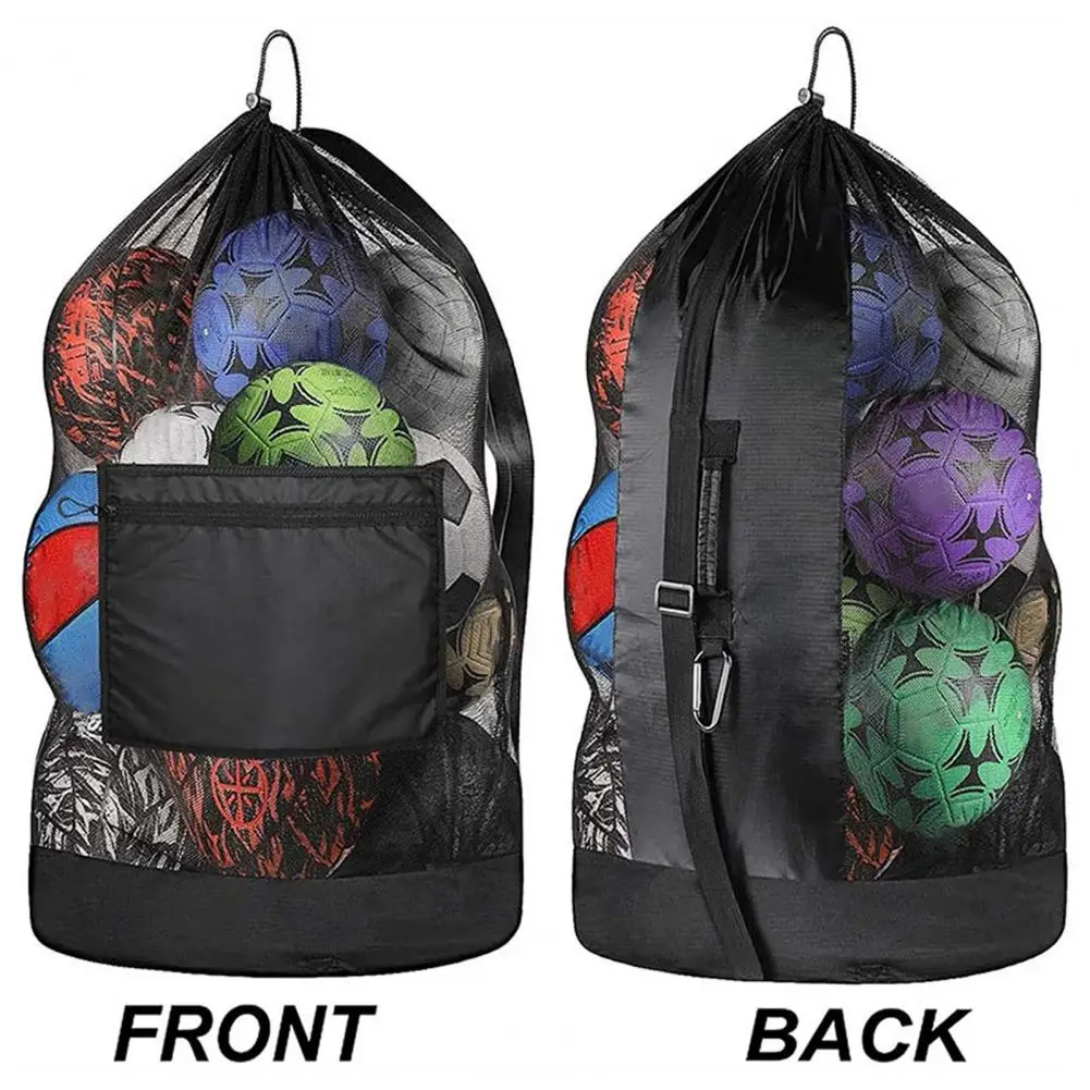 

Mesh Soccer Ball Bag Extra Large Drawstring Basketball Storage Bag with Zipper Pocket Volleyball Football Net Pack Gym Bags