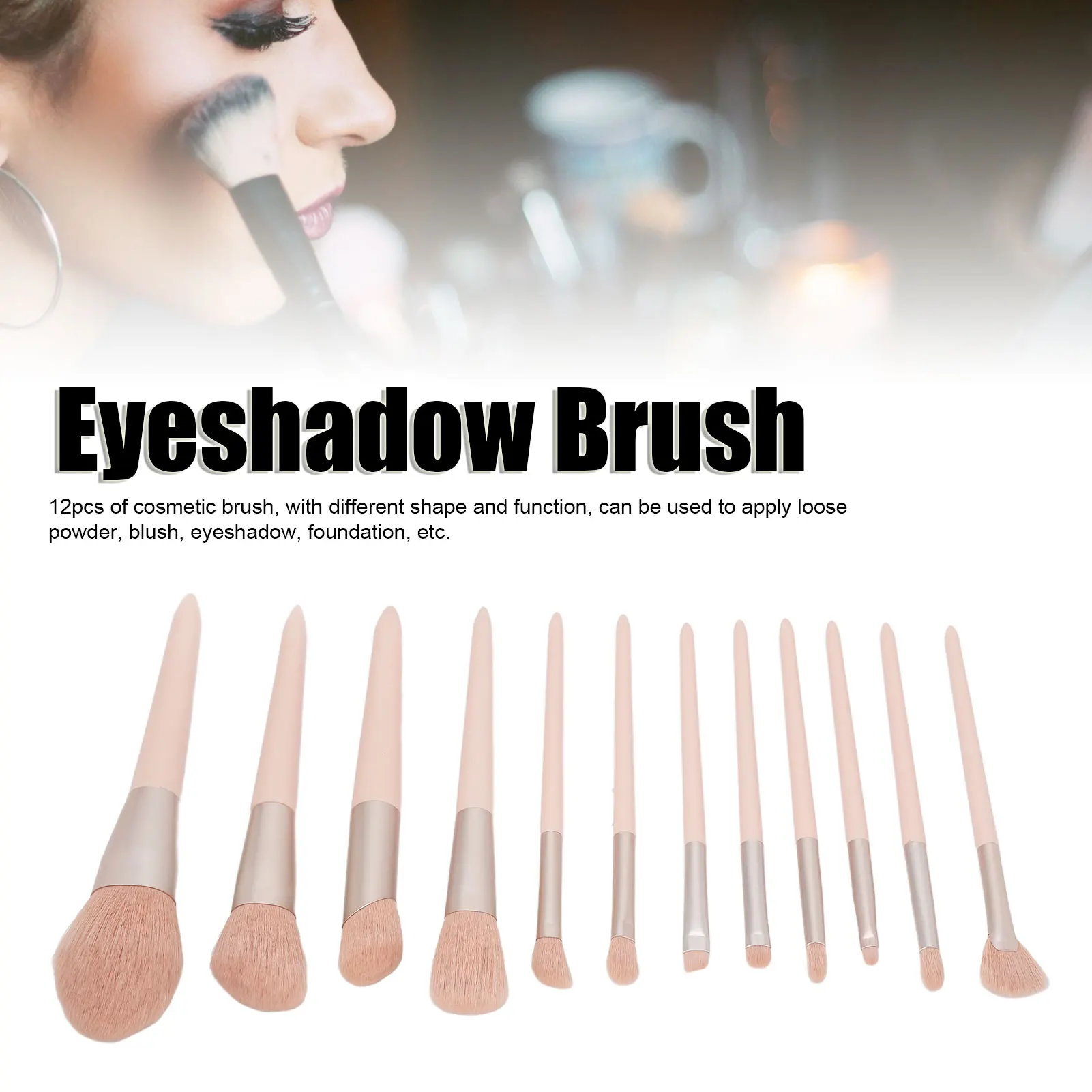 12pcs Soft Fiber Hair Loose Powder Blush Eyebrow Eyeshadow Brush For Makeup Artist Makeup Brush Set