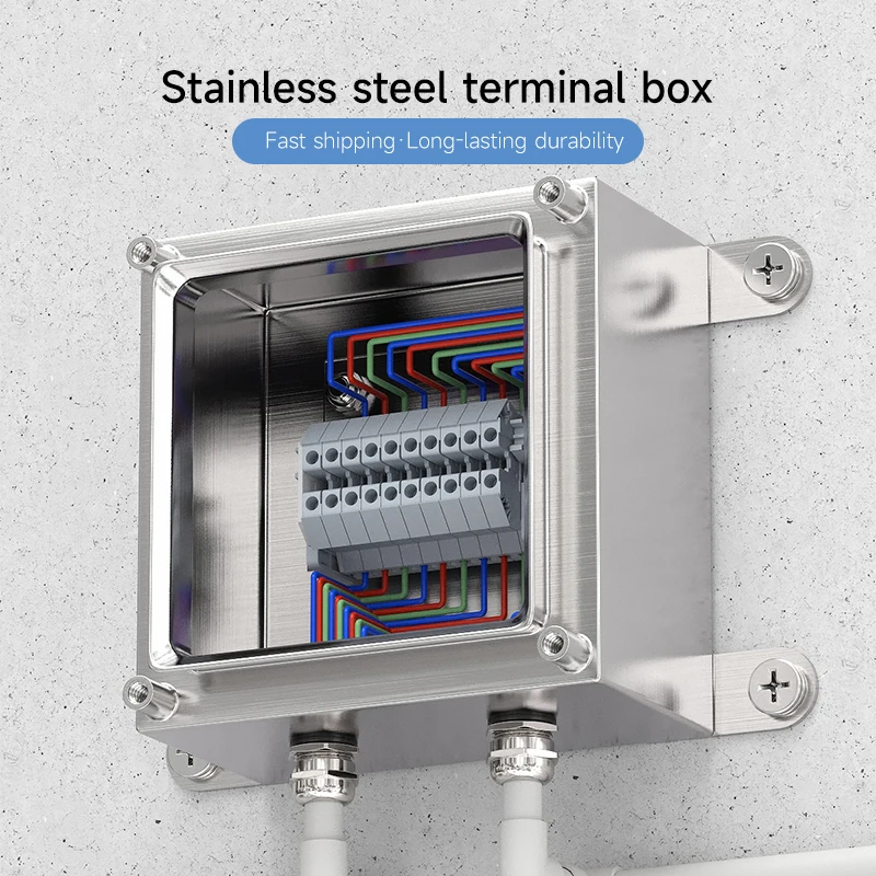 304 Stainless Steel Outdoor Waterproof Junction Box  for Circuit Cable Distribution Weatherproof Enclosure image 3