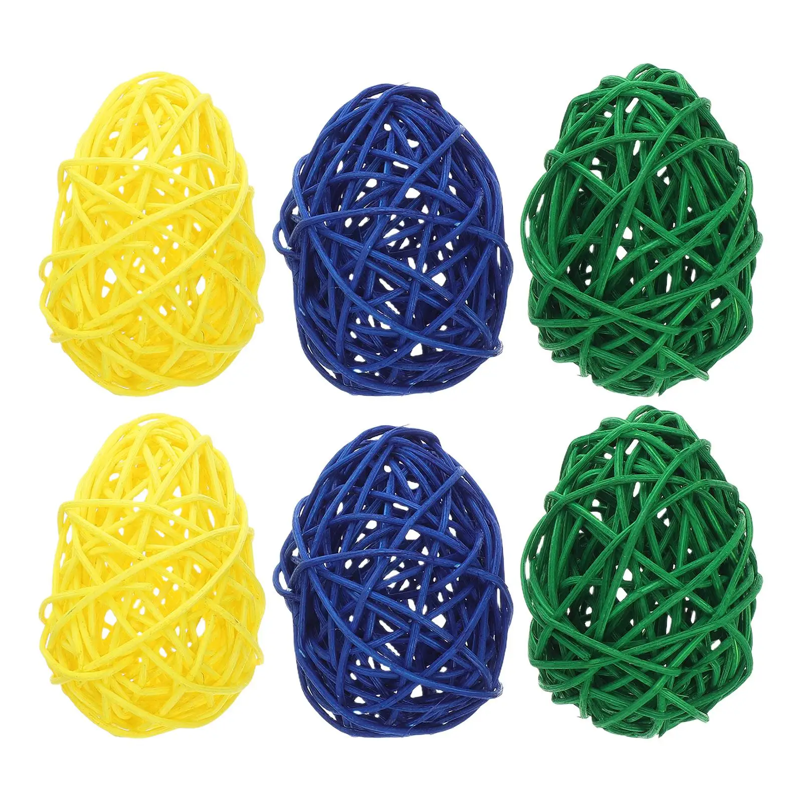 6 Pcs Easter Eggs Ornament Pumpkin Fake Chicken Cute Wicker Rattan Balls Dining Table