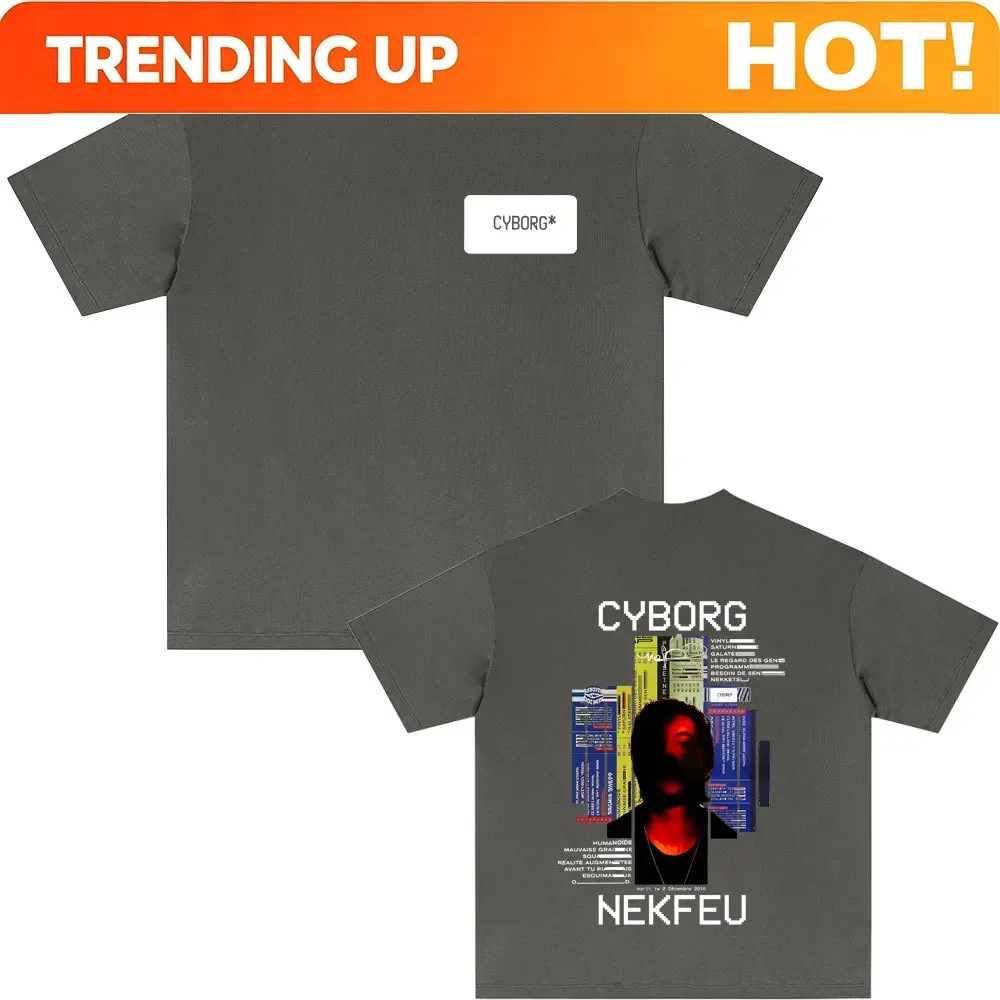 Customization Shirt Rapper Nekfeu Cyborg Graphic Print T-shirts Summer Men Women Hip Hop Fashion Pop Music T Shirt Male Casual C