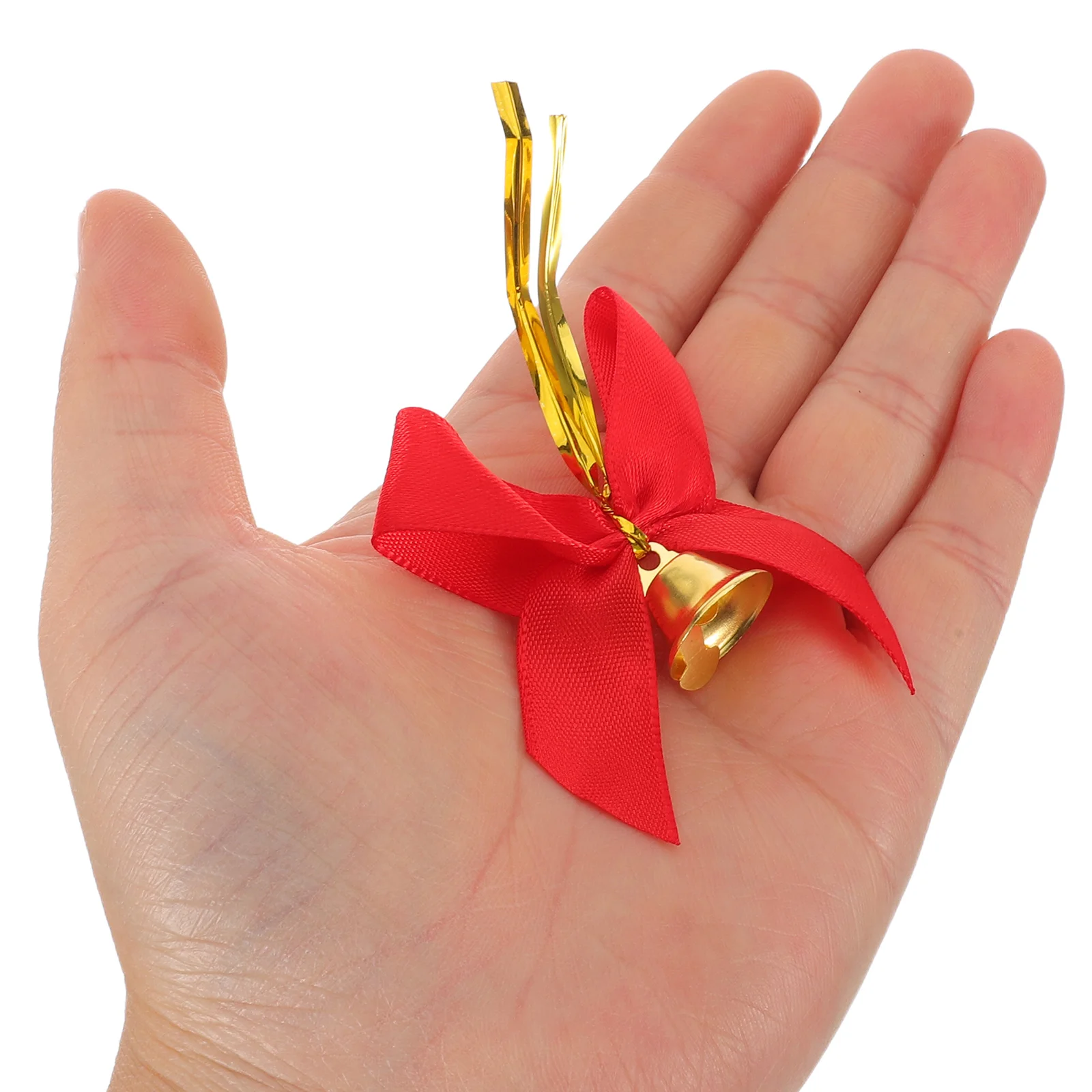 

20Pcs Mini Bowknot Ornaments with Bells Elegant Christmas Tree Hanging Decor for Holiday Wedding Party DIY Ribbon Bows