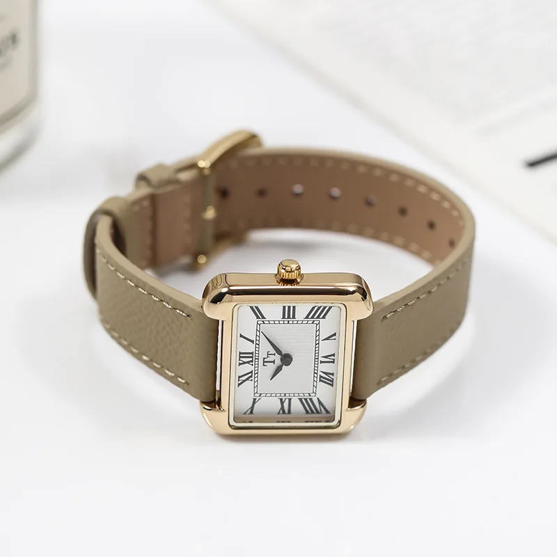 vintage rectangle roman dial quartz wristwatch  movement leather band ladies watch waterproof bracelet chain gift clock reloj