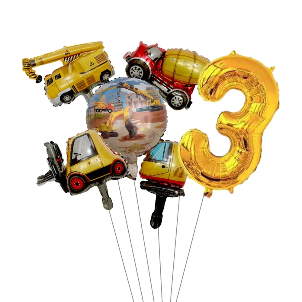 6pcs Mini Carton Vehicle Ballo - Heavy Equipment Birthday Theme ulasan dan harga