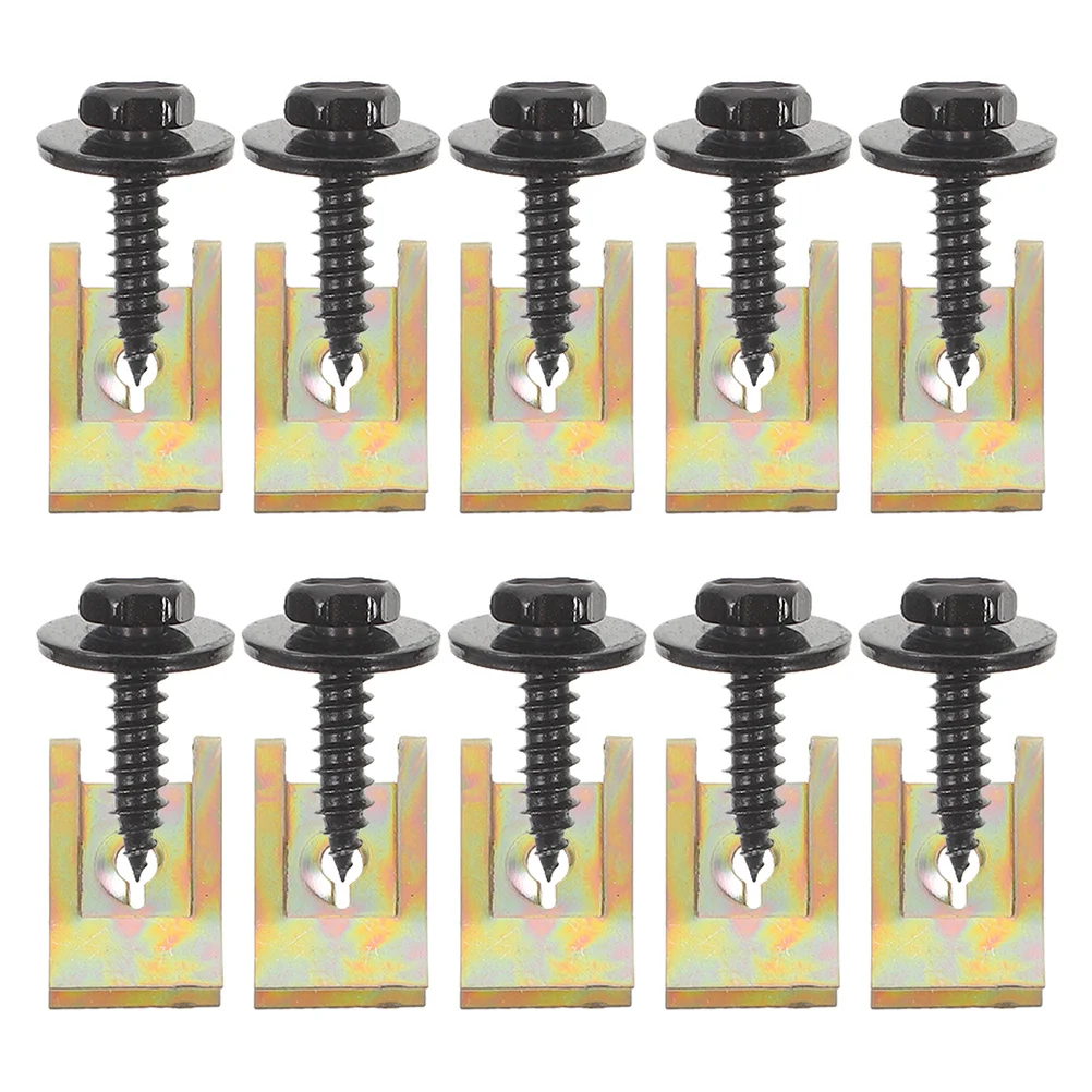

Automotive Screw Clip Kit Black Zinc Plated Metal Hex Head Fasteners For Car Body Door Trim Panel U-Clips Nuts Replacement