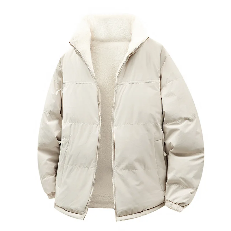 Jaket Katun 2025 Musim Gugur Musim Dingin Sweater Wol Domba Mode Remaja Hangat Outdoor Unisex Mantel Pasangan Atasan