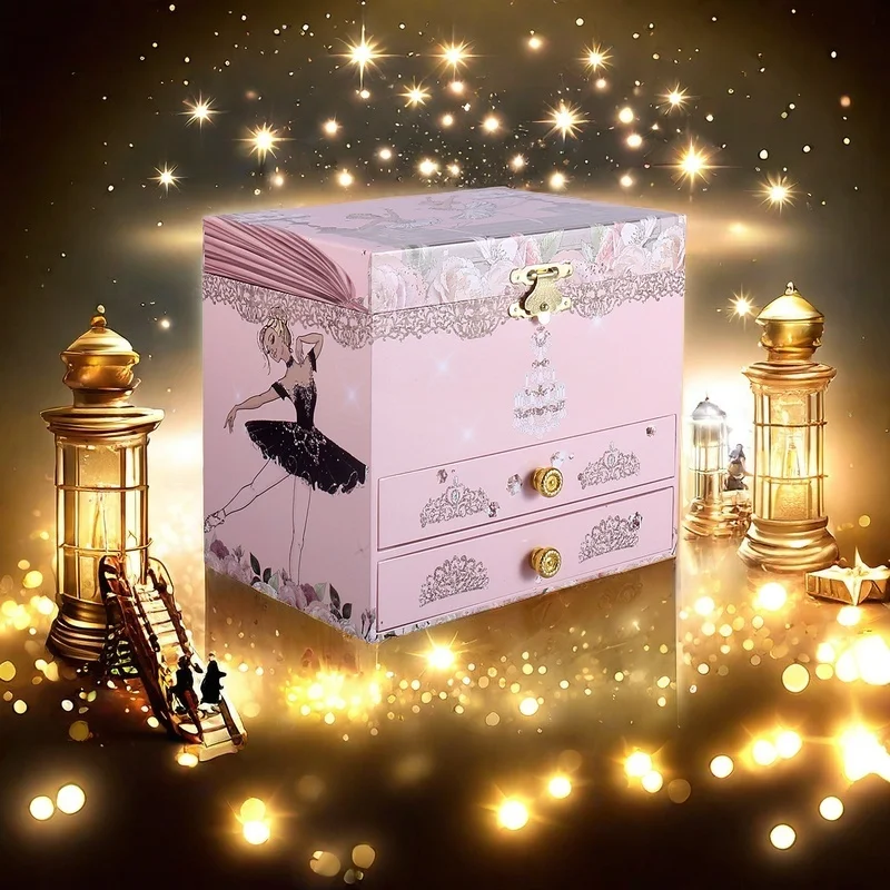 Black Swan Dance Ballet Music Box Drawer Jewelry Music Storage Box Children\'s Day Christmas Valentine\'s Day Birthday Gift