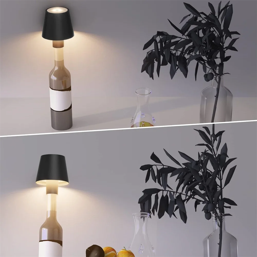 Rechargeable wine bottle LED desk lamp with adjustable brightness and touch controlled atmosphere desk lamp