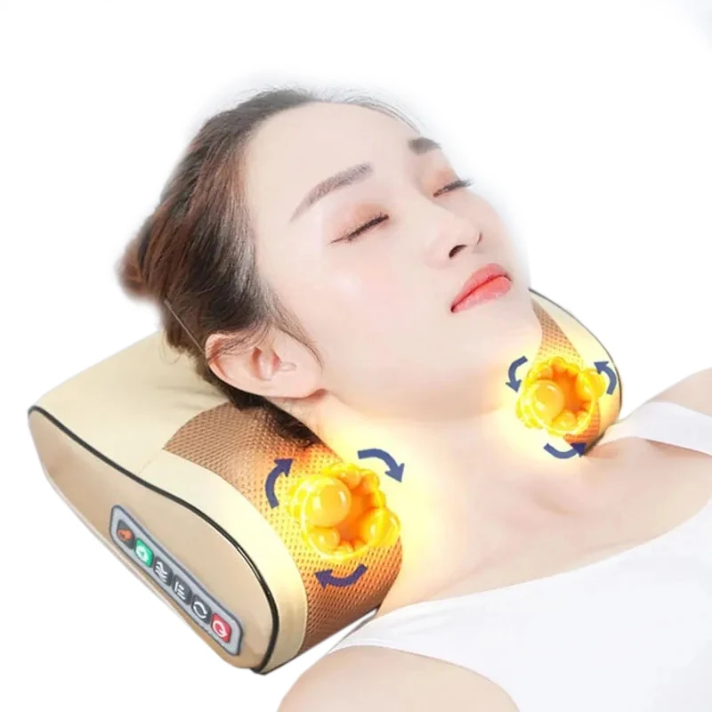 

Massage Pillow Neck Massager Infrared Heating Electric Back Body Shiatsu Device Head Cervical Shoulder Kneading Health Relax