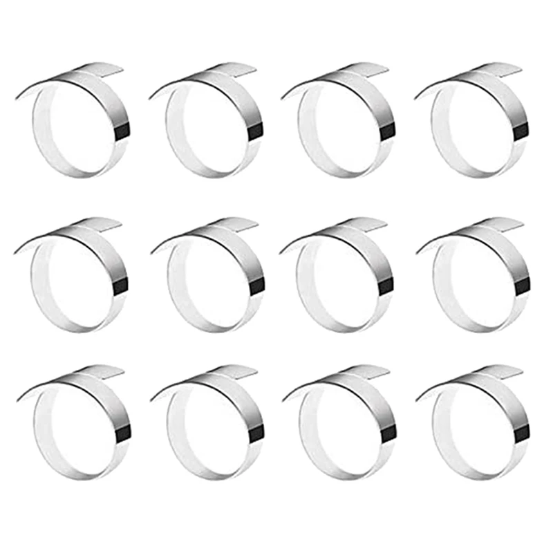 

12 Pcs Napkin Ring,Circle Napkin Holder For Wedding Christmas Party Dinner Table Decor Silver