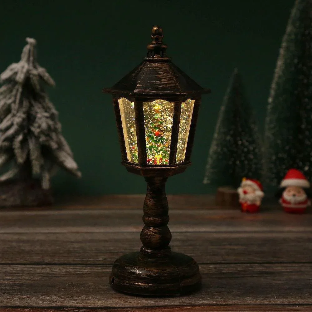 Christmas Decorative Table Lamp Luminous Water Injection Hexagonal Table Lamp Christmas Ornament