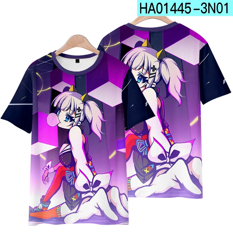 Hololive VTuber Nakiri Ayame Shirakami Fubuki T-shirts 3D Print Men Women Short sleeve Anime Tee Top Harajuku Kid O-Neck T shirt