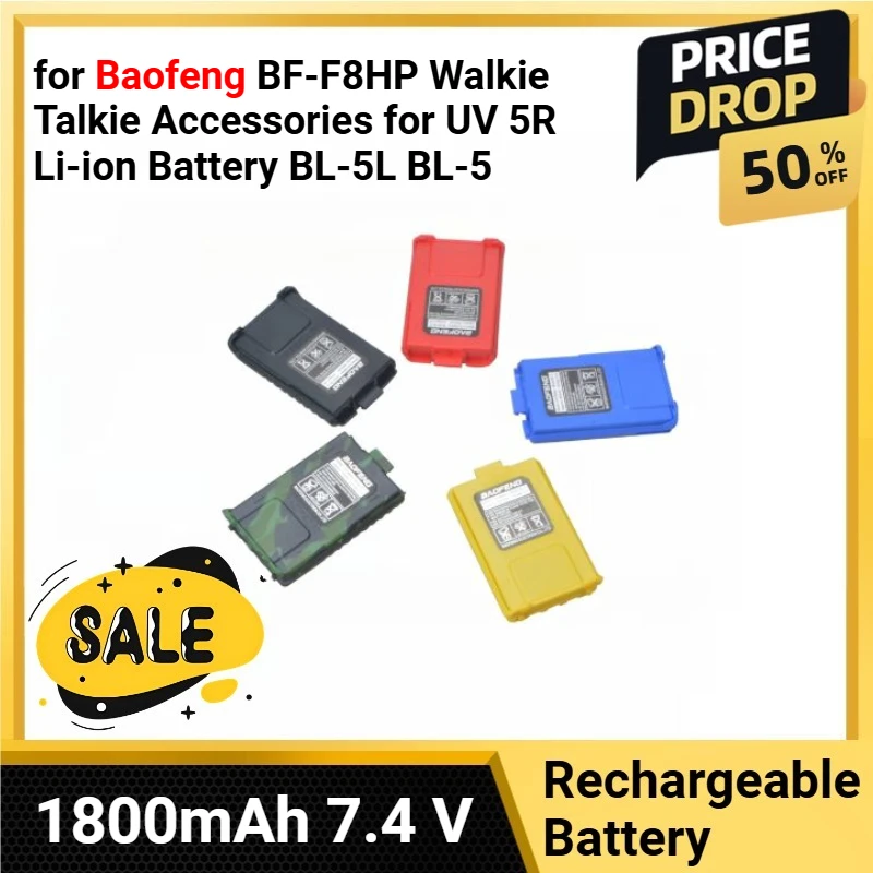 

1pcs 1800mAh 7.4 V UV-5R Battery for Baofeng BF-F8HP Walkie Talkie Accessories for UV 5R Li-ion Battery BL-5L BL-5
