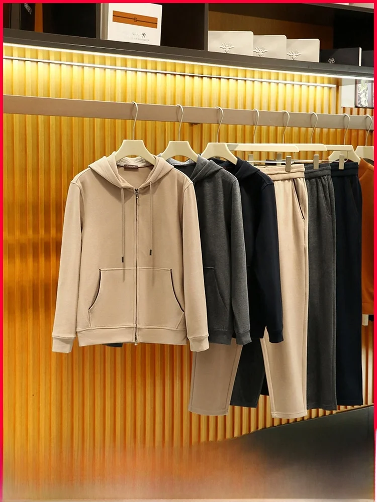

Italian Luxury Men's Wool Blend Soft Spor Casual Set Autumn Winter Long Sve Sweatirt And Pants Comfortable Youth Faion