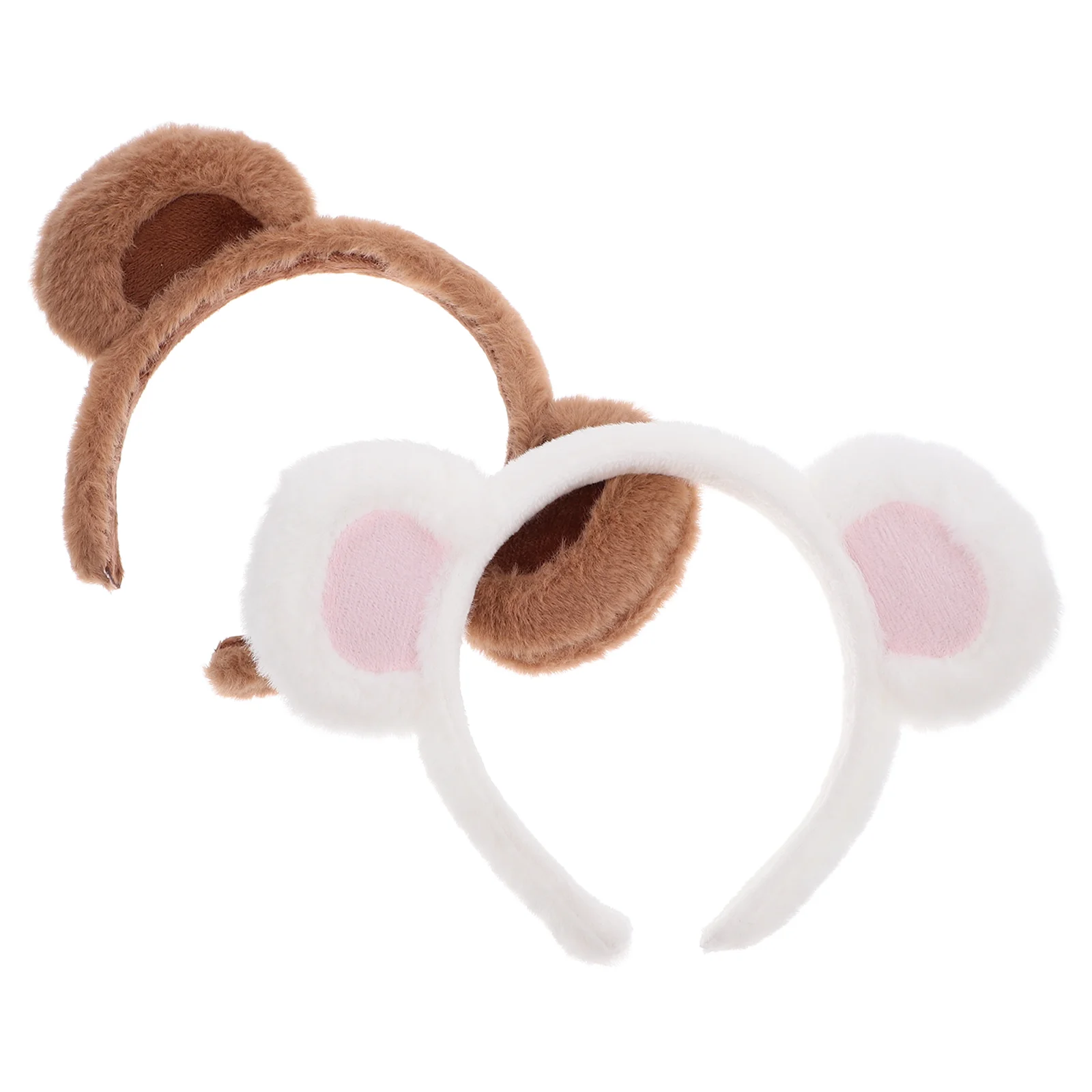 

2Pcs Bear Headband Plush Adjustable Moveable Ears Adult Cosplay Women Headband Brown Animal Spa Accessories