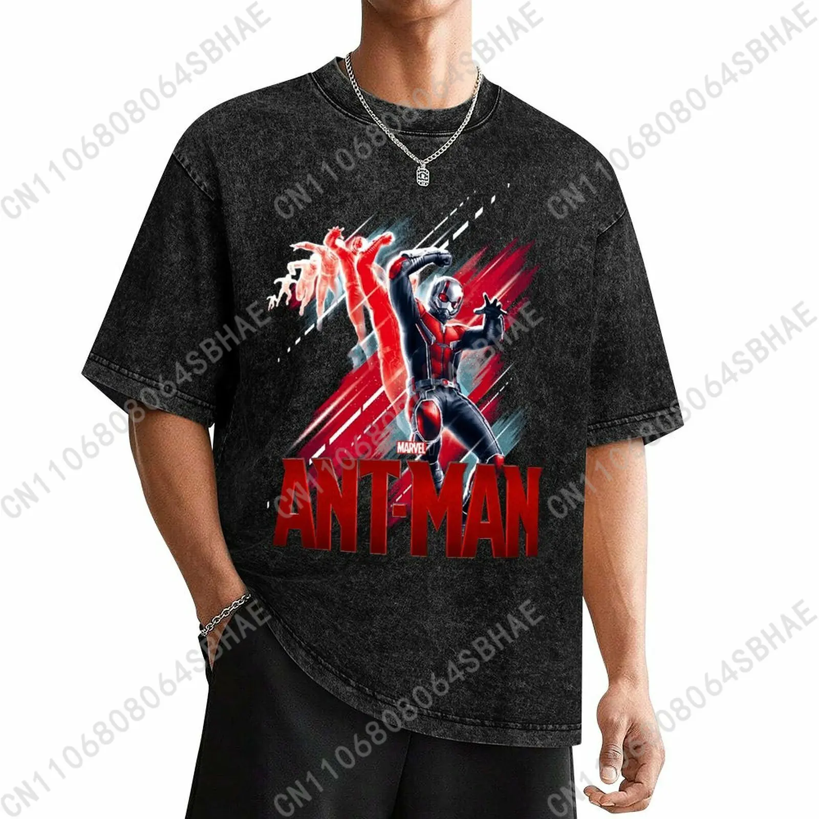 

Marvel Ant Man Custom Mens Vintage T Shirt Washed Distressed Tee Men Retro Short Sleeve Personalized Cotton Shirt Cosplay
