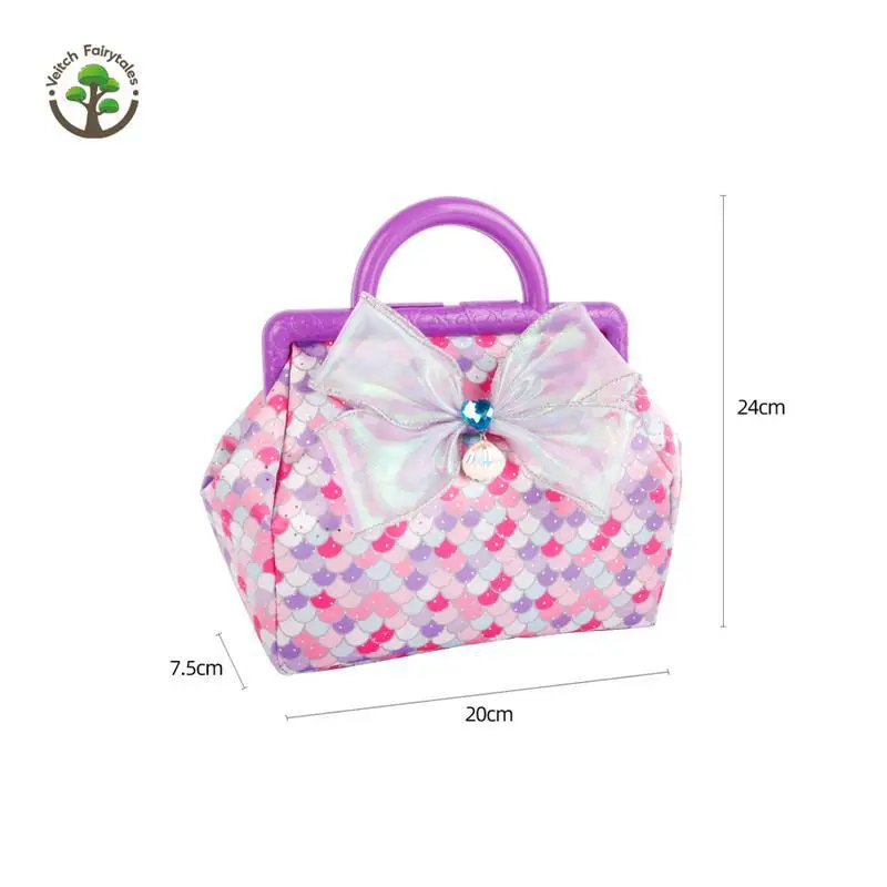 مجموعة ألعاب مكياج الأميرة حورية البحر أزياء الفتيات لحفلات أعياد الميلاد ولباس ظلال العيون وقلادة أحمر الخدود وحقيبة يد لعب لعبة المنزل هدية #6