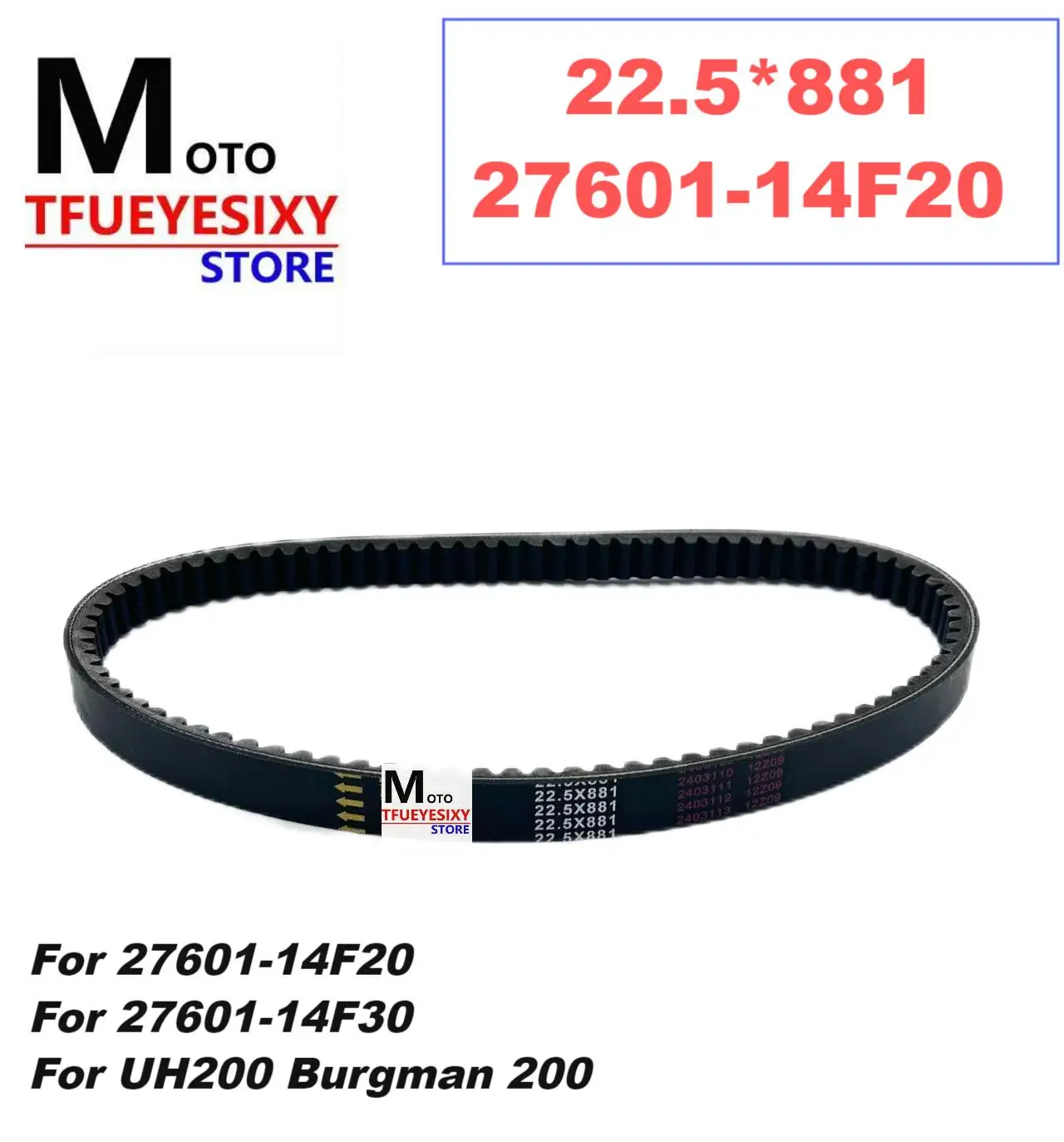 

TFUEYESIXY Drive Belt For Suzuki UH200 Burgman200 Arctic Cat DVX 250 27601-14F20 22.5*881 Kymco Grand Dink 250 KXR250 Maxxer 300