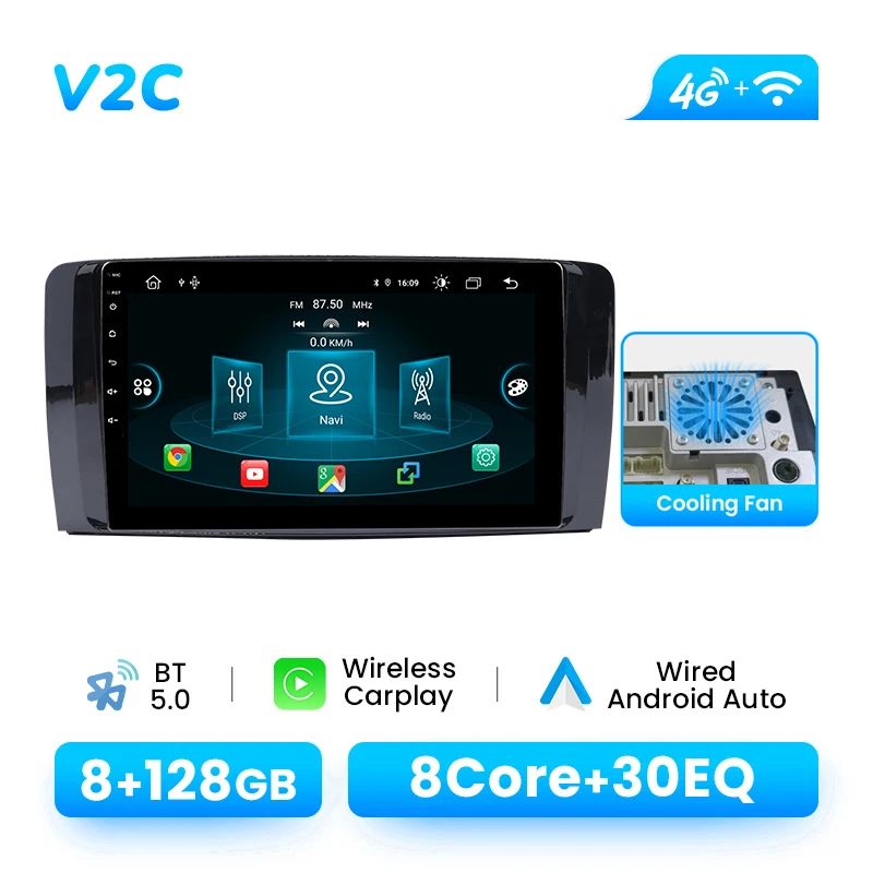 Autoradio Speler Voor Mercedes Benz R Klasse W251 R280 R300 R320 R350 R63 2005-2017 Android 14 Draadloze Carplay DSP 4G Wifi