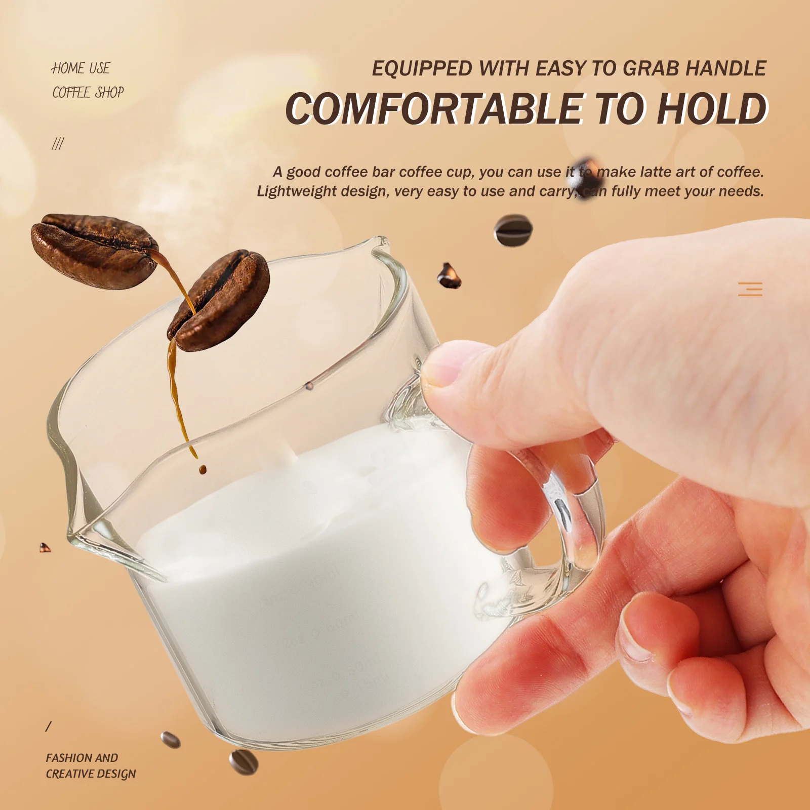 

Creative Coffee Milk Cup Handle Long-Term Use Ideal for Coffee Milk Ice Cream Pudding Household Cream Pitcher