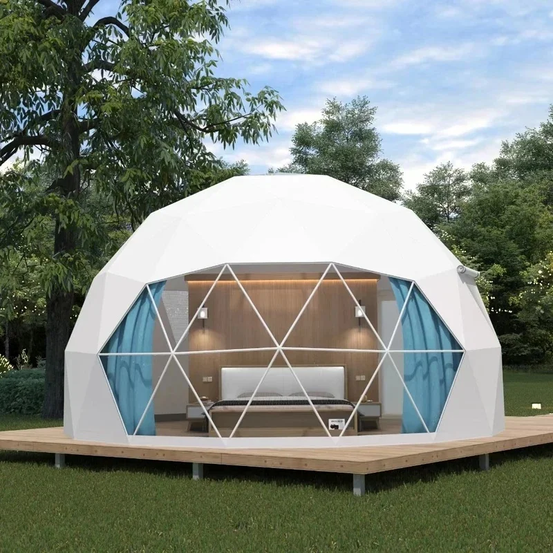 Easyinstall Tents Camping Outdoor Heavy Luxury 6M Geodesic Tent Ging Dome With Bathroom Travel