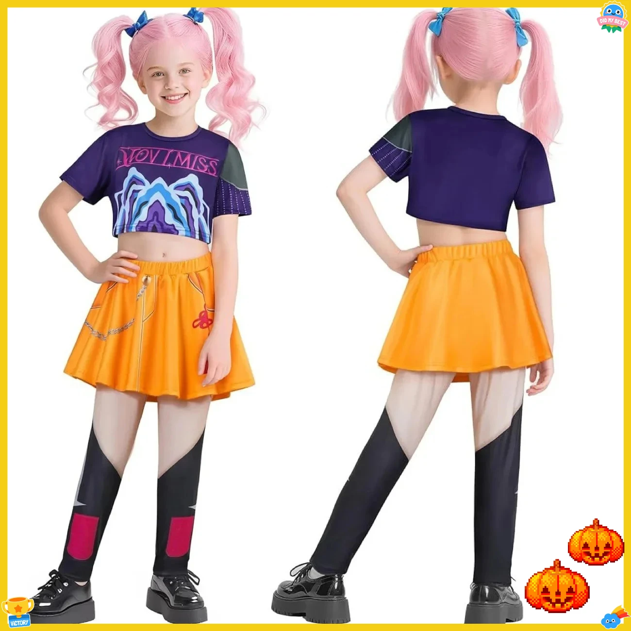 Perruque de Cosplay du film Kpop pour enfants filles, Mira Rumi Zoey chasseurs de démons, violet, noir, rouge, cheveux longs, accessoires de Cosplay d'halloween, 2025