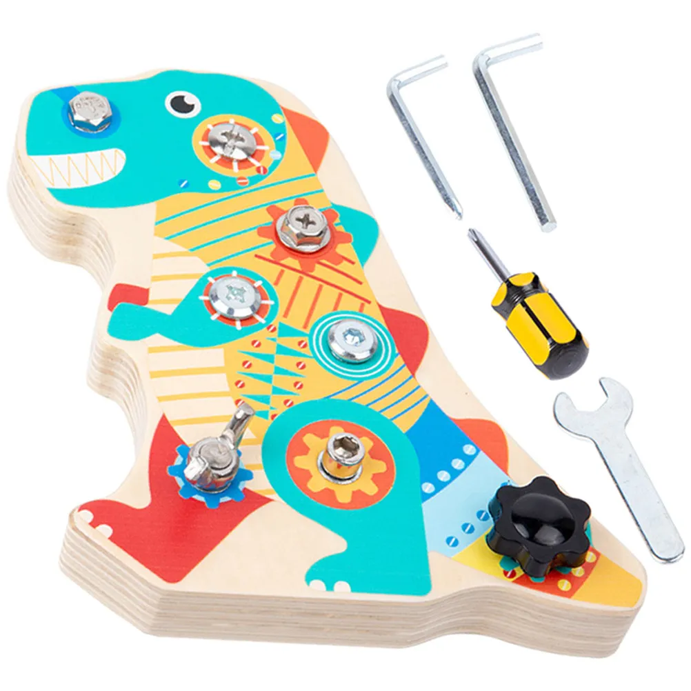 

1 Set Of Dinosaur Nut Wooden Learning Puzzle For Toddlers Interactive Busy Board Educational Kids Activity Game Diy Children