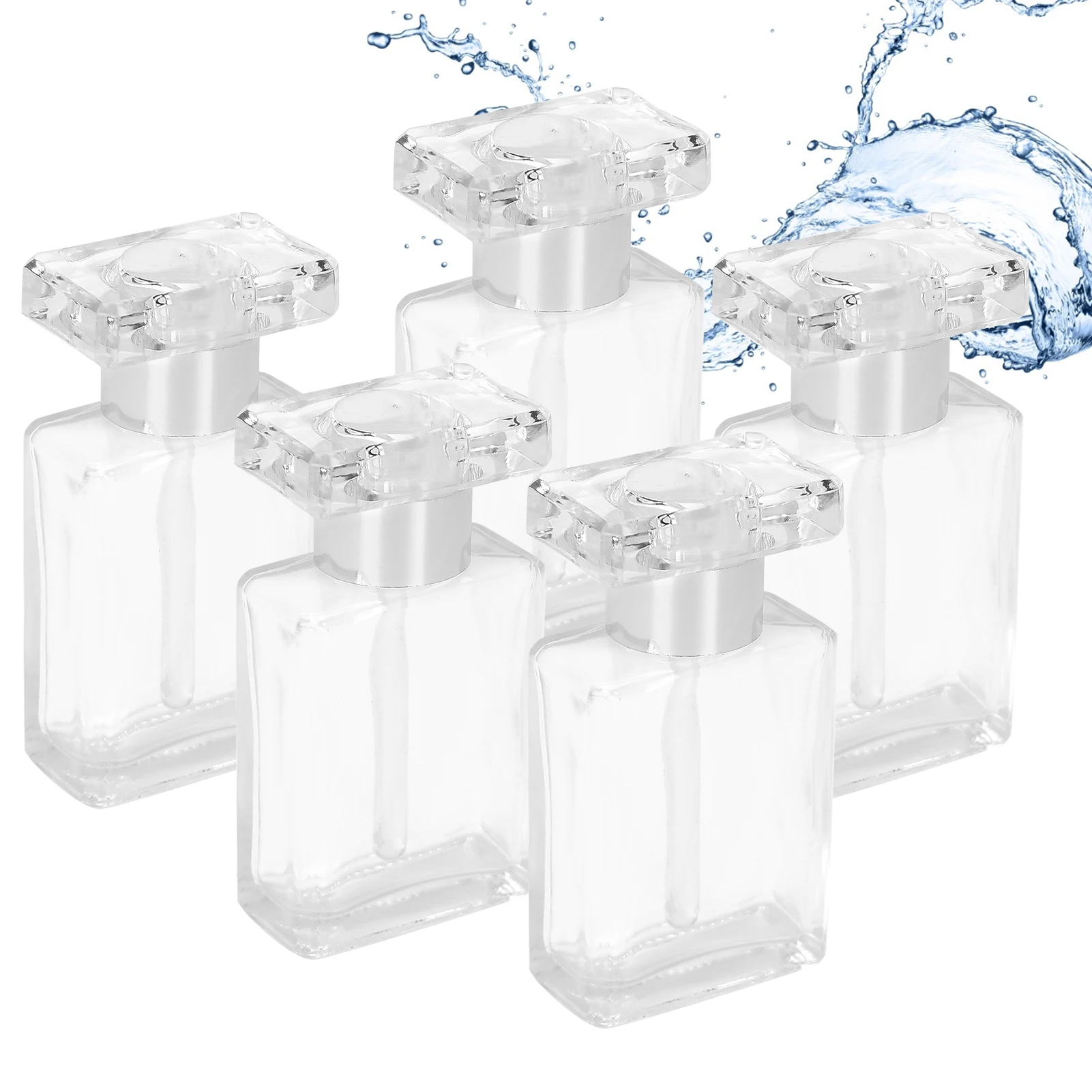 

5pcs Transparent Glass Empty Essential Oil Bottle Travel Portable Refillable Perfume Bottle