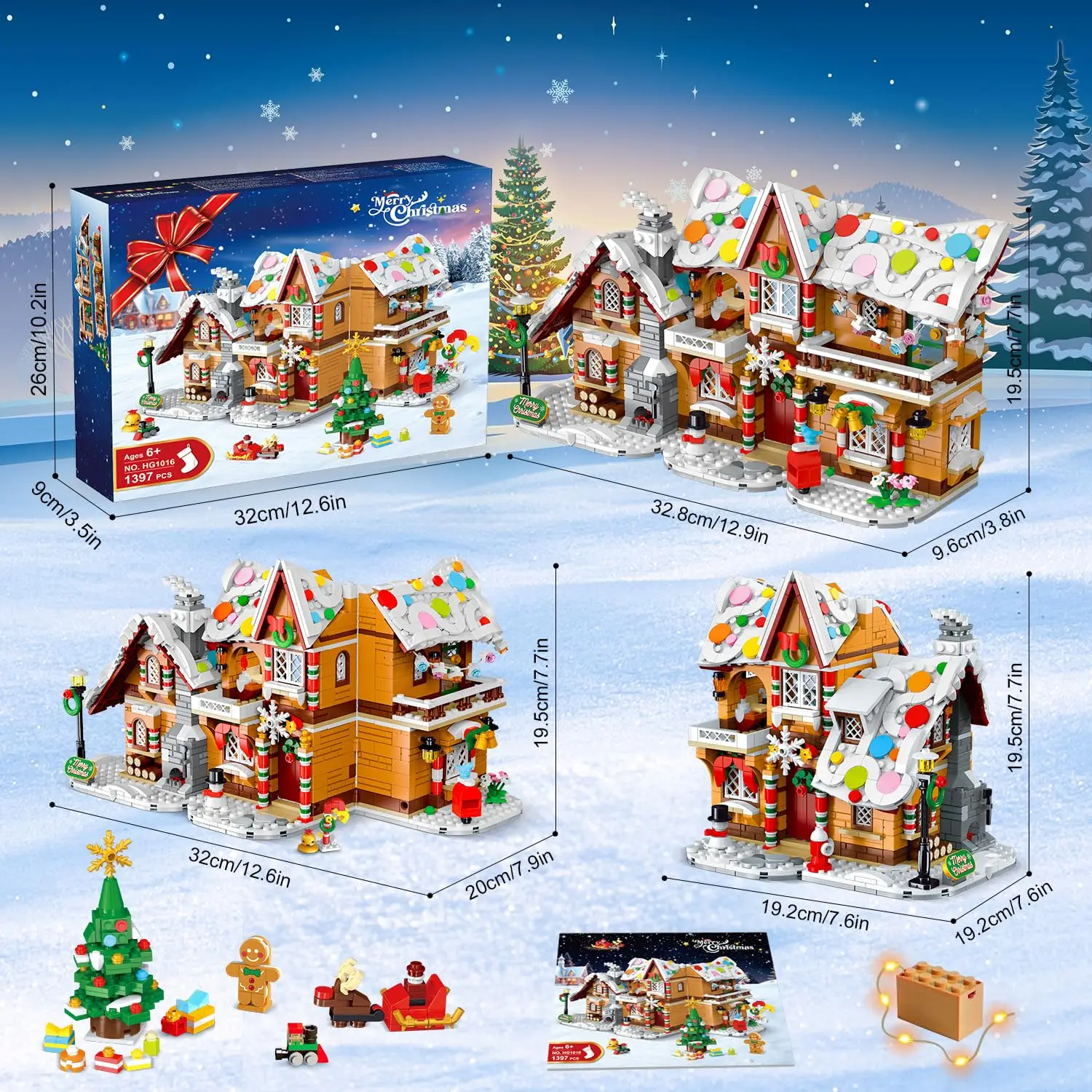 Maison de Noël en pain d'épice en briques