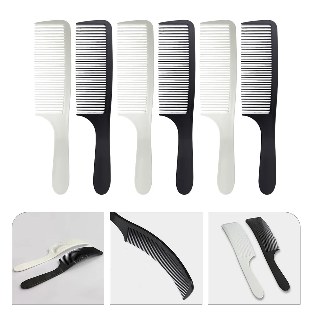 

6pcs Professional Hair Comb Set for Men Curved Mustache Beard Combs Styling Comb Barber Salon Use Durable ABS Plastic