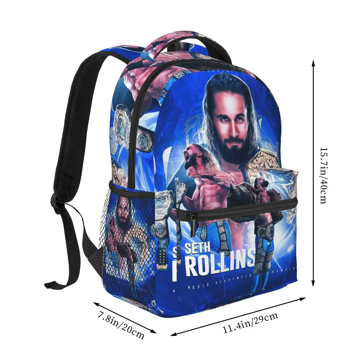Seth Rollins Wrestling Graphics Student Backpack School Bag Hiking Travel Daypack for Boys Girls Fashion Bookbag Shoulder Bags