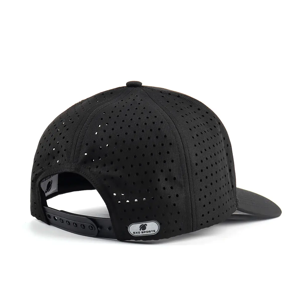 Custom OEM 6 Panel Golf Cap Waterproof Laser Perforated Hole Baseball Hat with Rubber Patch Lightweight Outdoor Sport Cap view 4