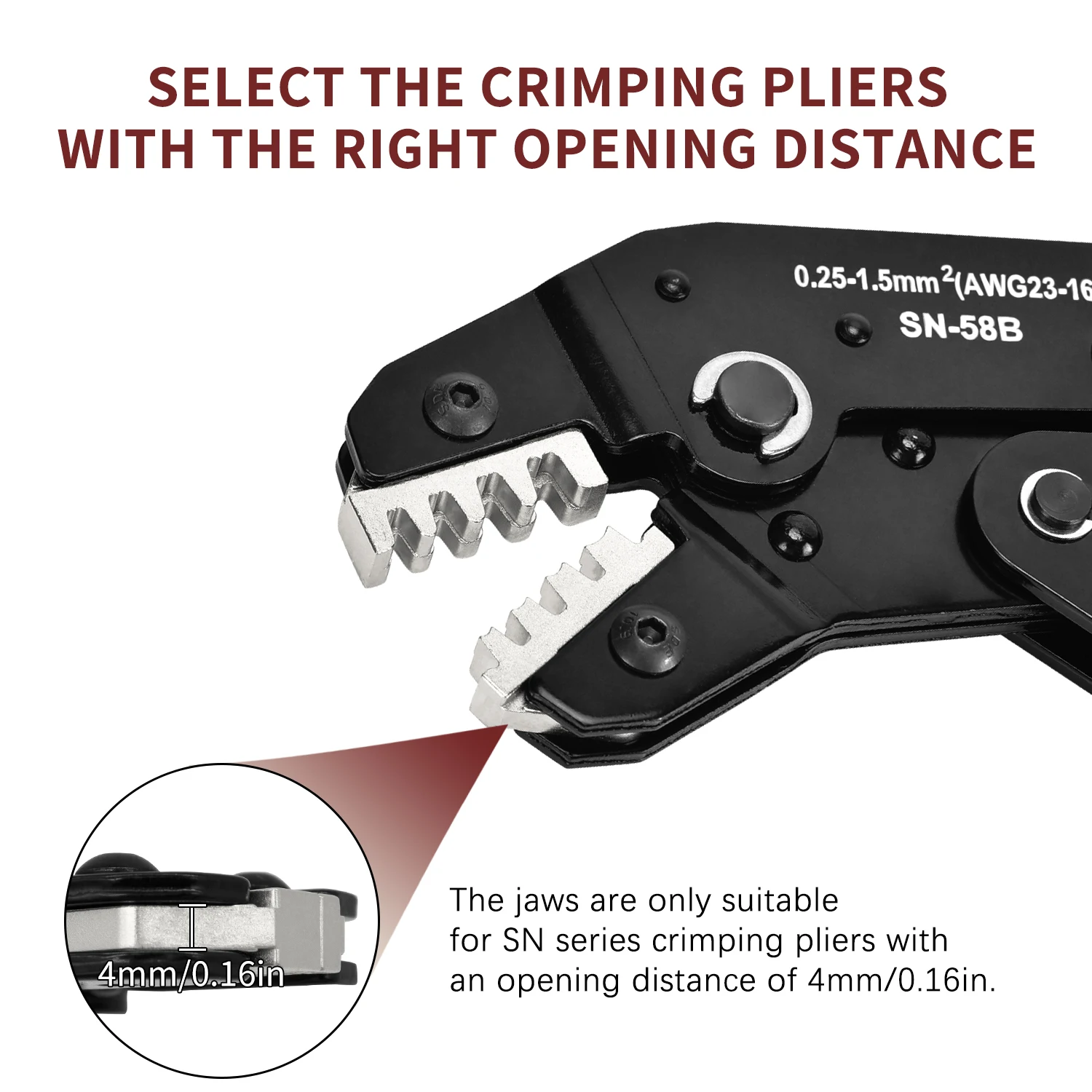 Crimping Tool Pliers Crimp Jaw Set,4mm slot jaws,SN-58B/02C/2546B/2549 /06/-6/06WF/03H,used for crimping terminals