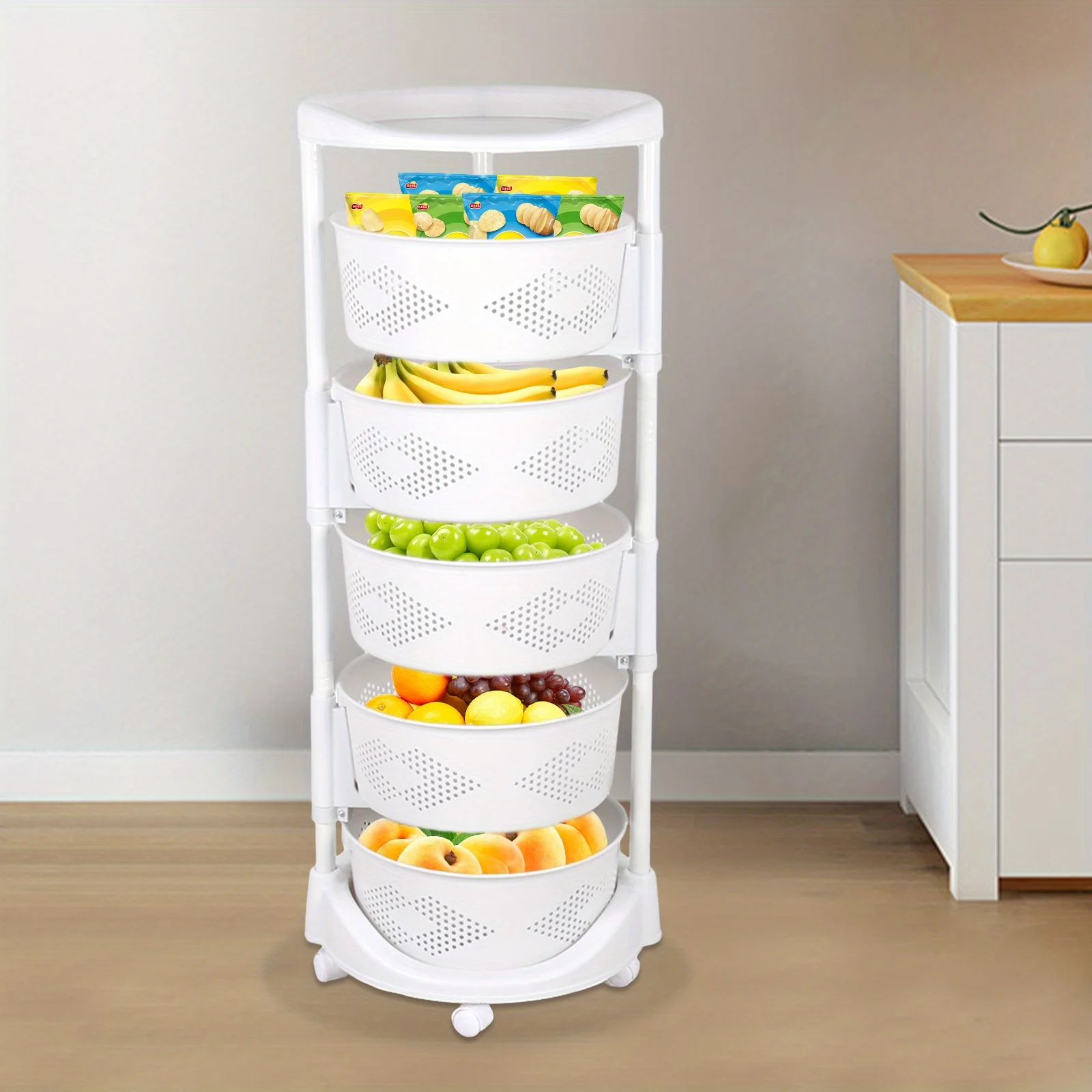 

The 5-tier Rotating Storage Shelf Its Rotatable Feature High-Quality Five-Tier Layout and Strong Load-Bearing Offer Durability