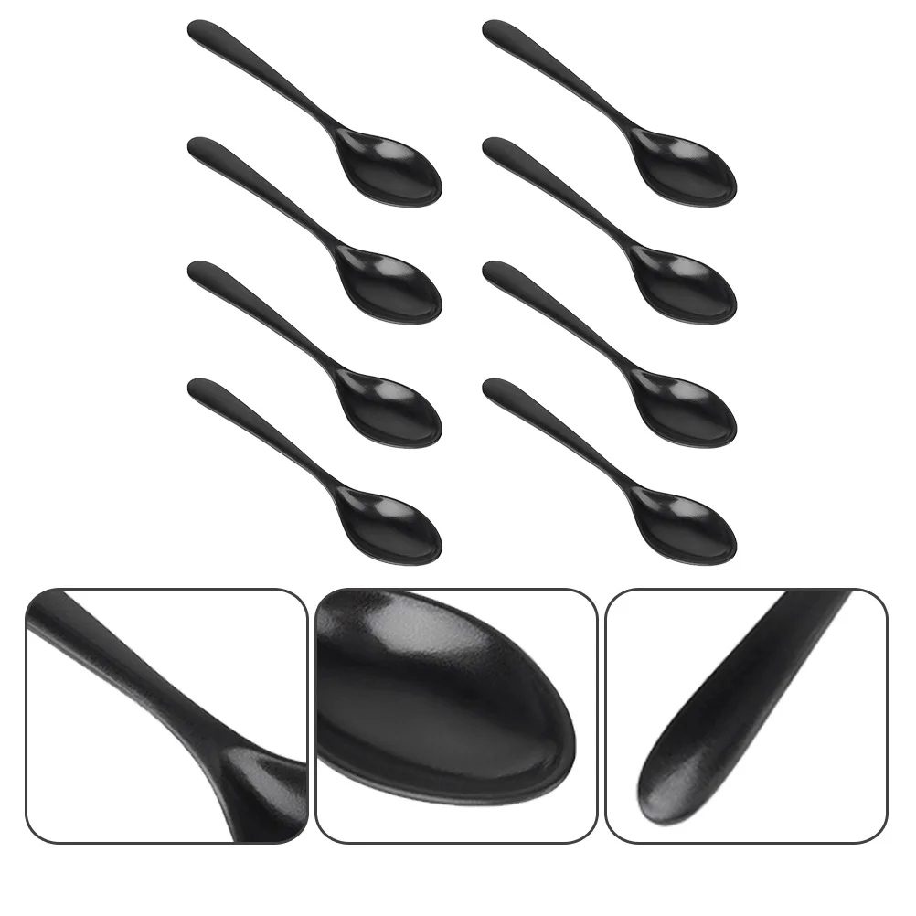 

8 pcs Soup Black Frosted Melamine Long Handle Ladle Kitchen Spoons Porridge Household Flatware Home Dining Spoon Restaurant