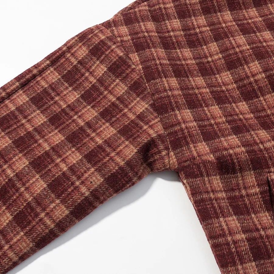 معطف منقوش بياقة واقفة وصدر واحد معطف صوفي أوروبي وأمريكي عبر الحدود لخريف 2025 معطف صوفي جديد غير رسمي #4