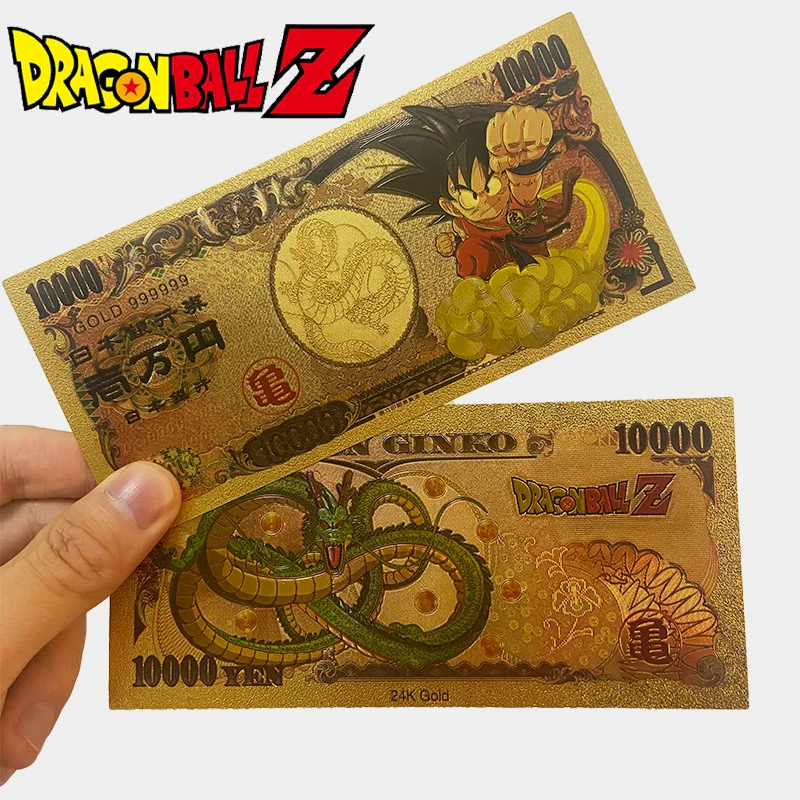 Bandai Anime Dragon Ball Cards Goku Vegeta Gold Commemorative Banknote Collections Cartoon Gifts Toys For Children