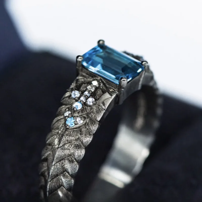 Devil May Cry Rings Woman Vergil Ring for Men Blue Rhinestone Accesorios Party Gift Fashion Trend Metal Cosplay Game Jewellery