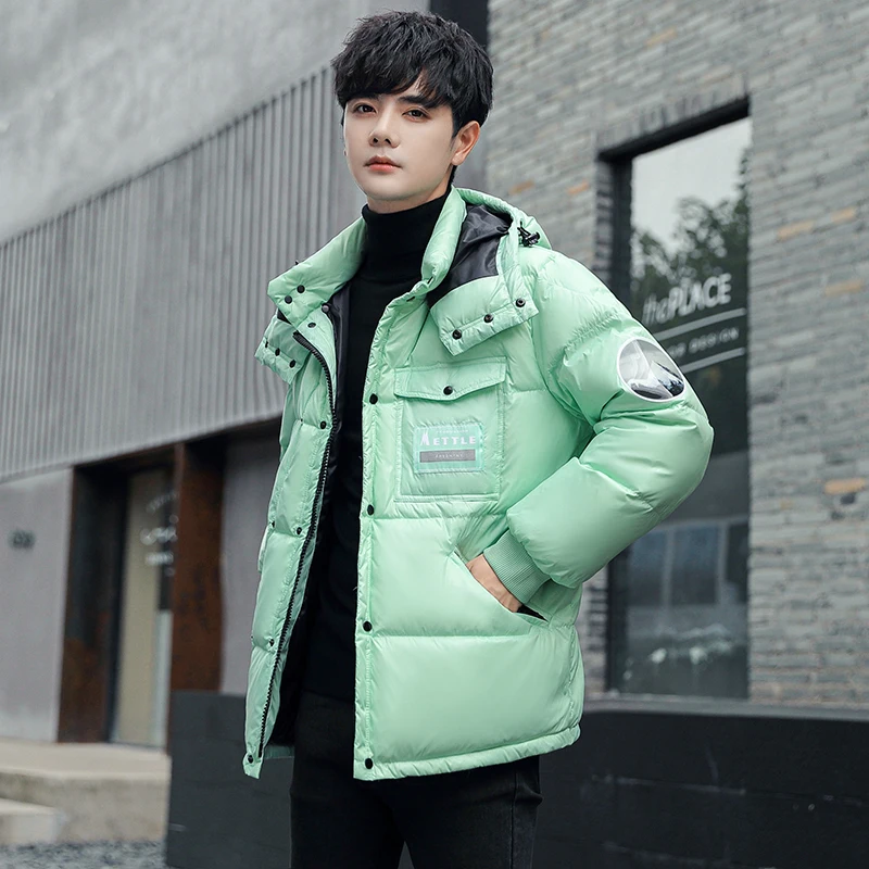 Elena Store Men's Coat Winter Korean Edition Trend Thickened Hooded Down Jacket Wear High-Quality Casual Waterproof Jacket