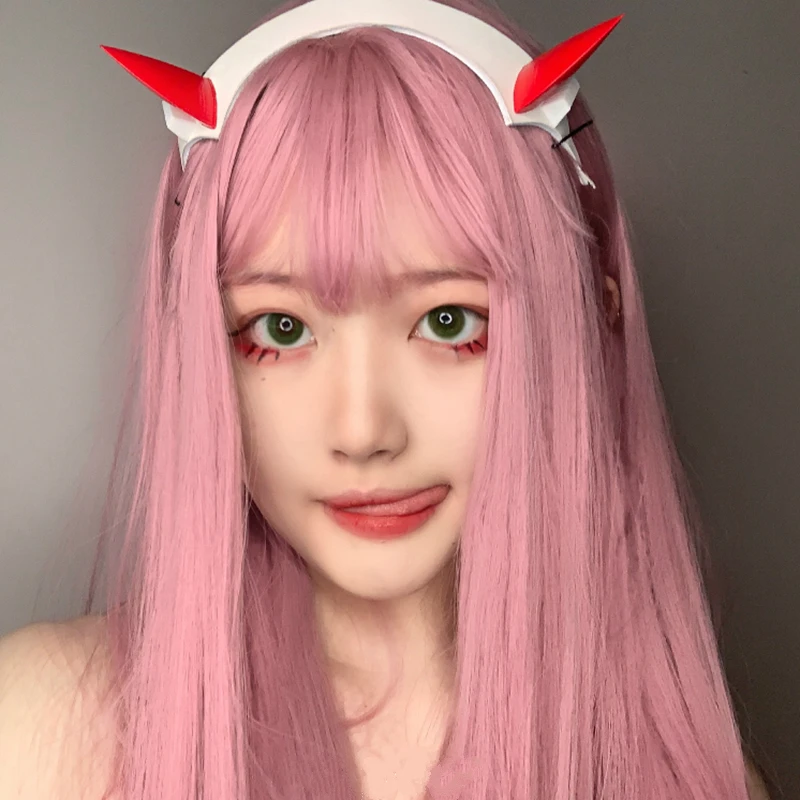 Perruque synthétique Harajuku Kawaii Lolita pour fille, cheveux longs et lisses, perruques de Costume de Cosplay + bonnet de perruque