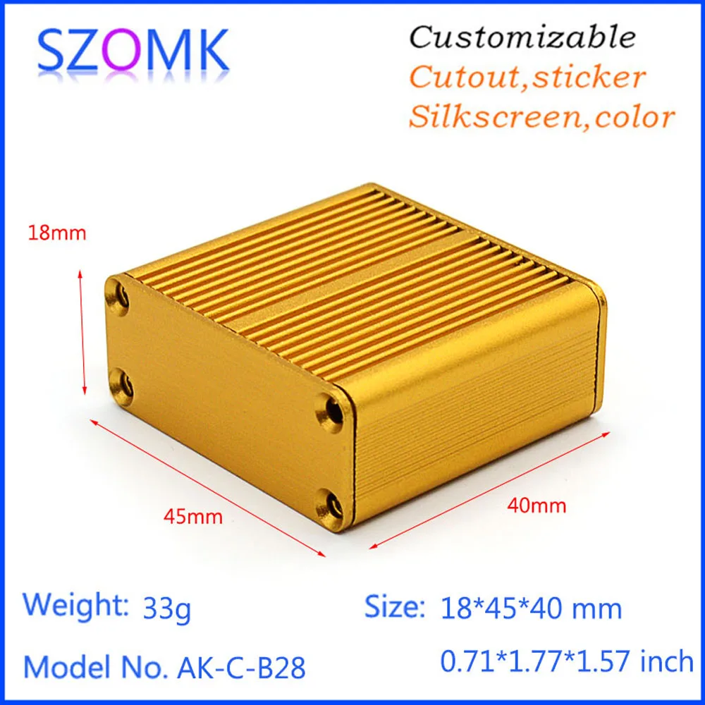 4Pieces new and golden color aluminium small project box aluminium extruded enclosure 18(H)x45(W)x40(L) mm