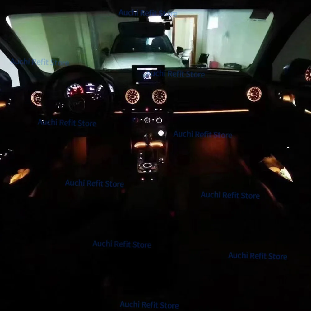 Painel do carro Luz Ambiente, 256 Cores LED Ventilações de Ar, Reajuste do bocal de saída do condicionador de ar, Audi A3, S3, RS3, 8V, 8Y, 8P, 2004-2020