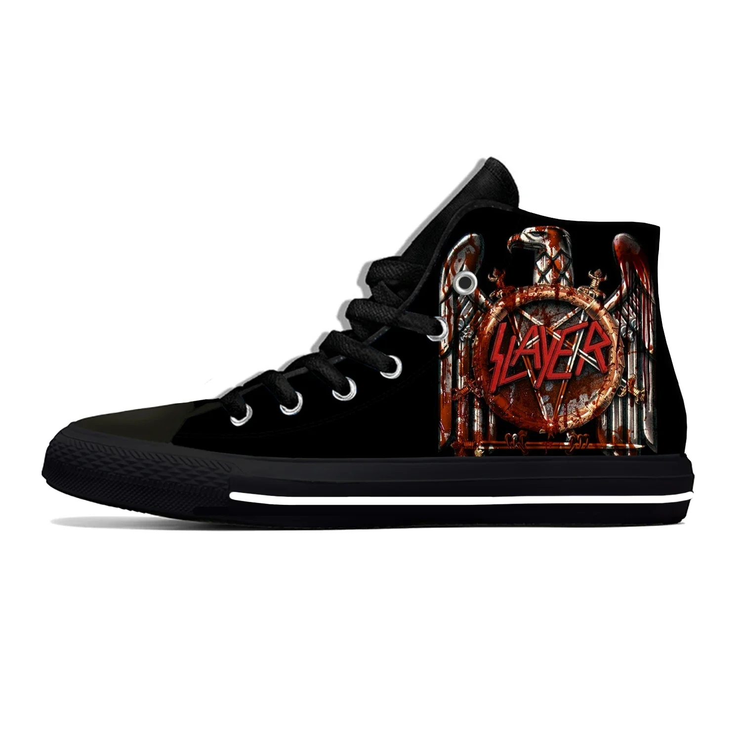 Slayer-Baskets respirantes légères pour hommes et femmes, Chaussures de gril décontractées, Chaussures de groupe de rock, Impression 3D, Horreur, Effrayant, Haut, Mode