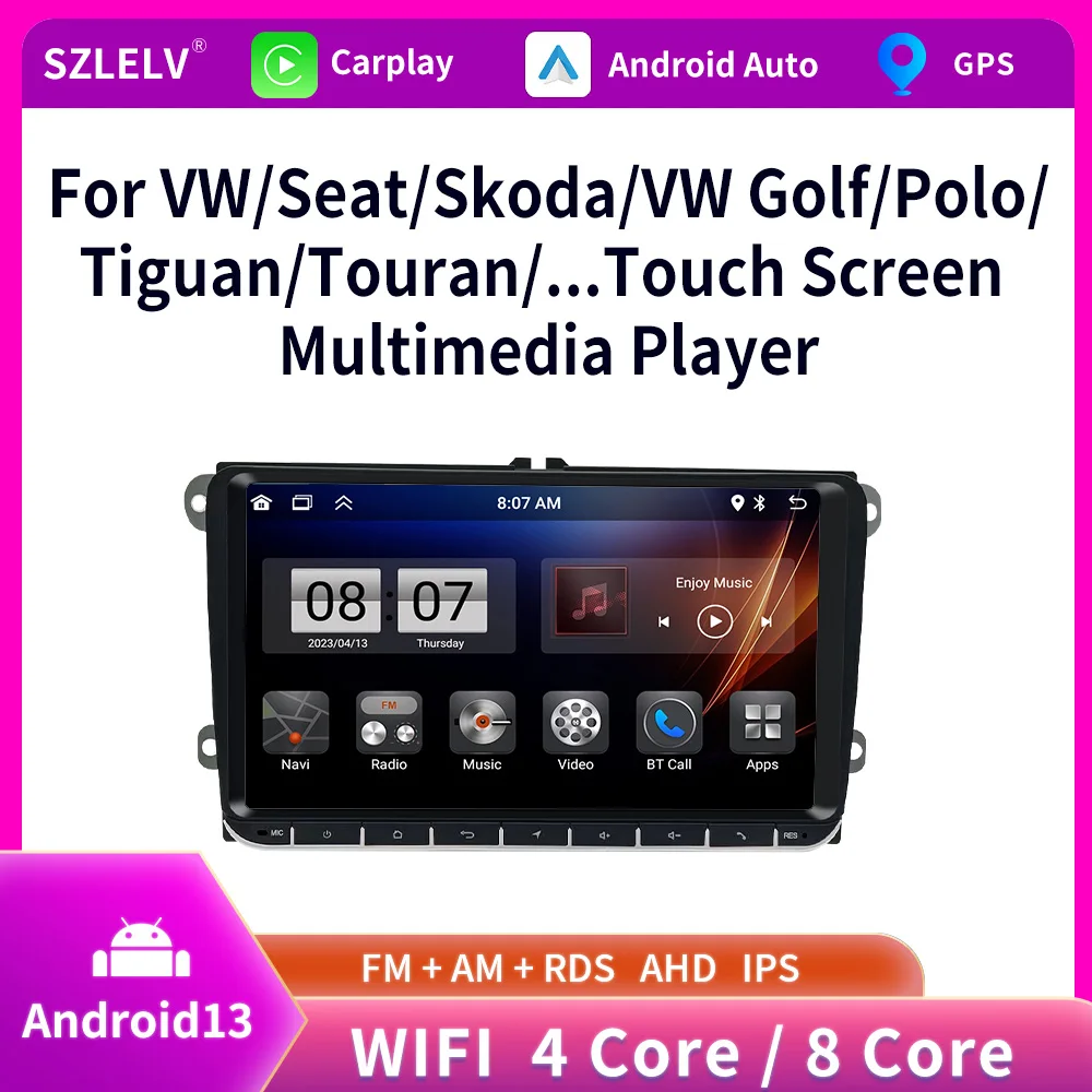 

For Volkswagen VW Polo Bora Golf 5 6 Passat B6 B7 CC Golf Jetta Tiguan 9 Inch Audio Carplay Android 13 Auto Player Car Radio 4G
