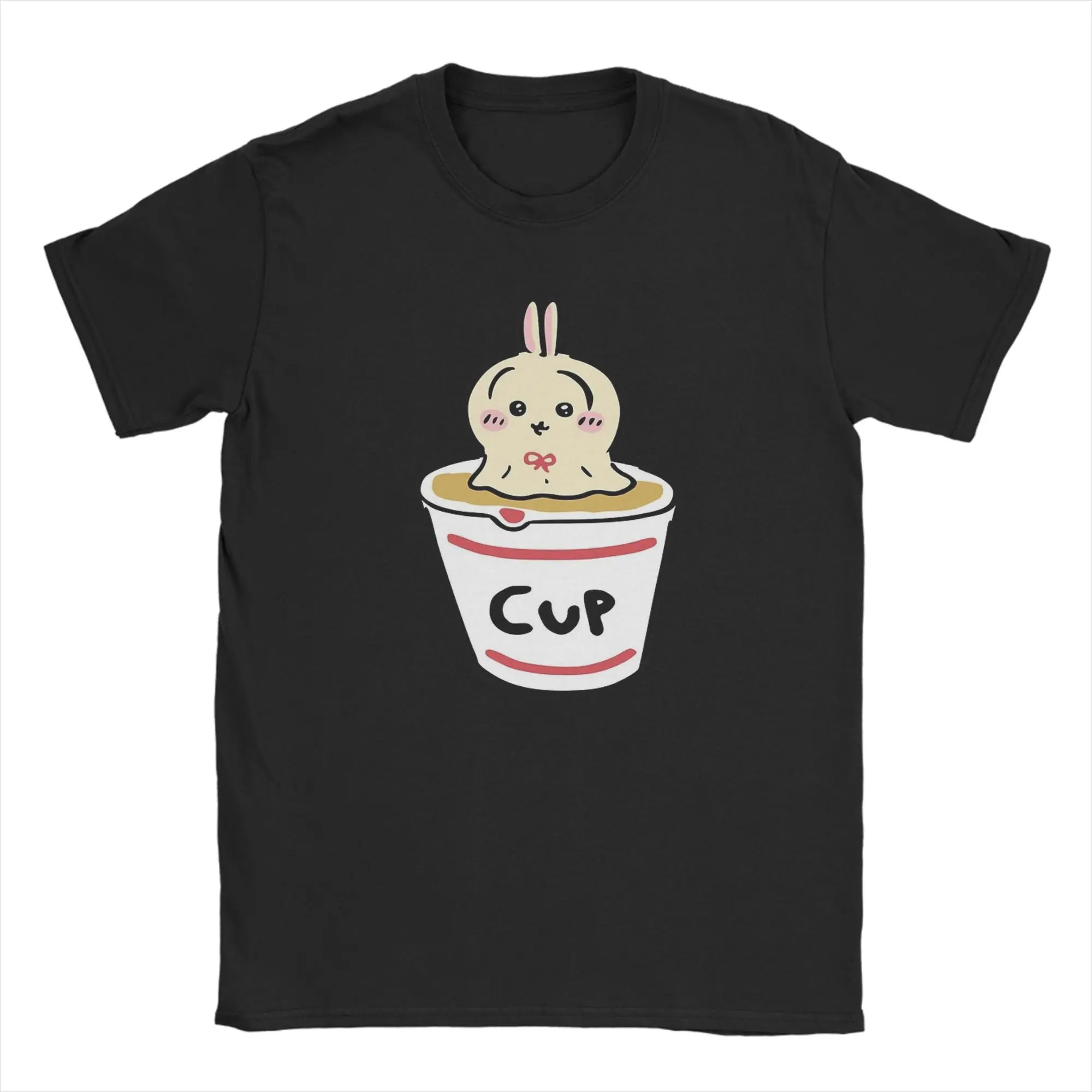 Hipster Usagi in Cup Instant Noodle Chiikawas T-Shirt Men Women Kids Round Collar Cotton T Shirt Short Sleeve Tees Gift Idea Top