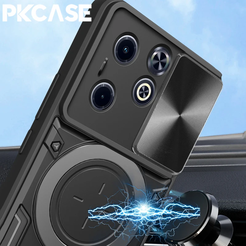 PKCASE Shockproof Bracket Case For Infinix GT 20 Pro Slide Window Cover For Tecno Spark 30 Pro 30C Go 2025 Pova 6 Pro 5G Neo