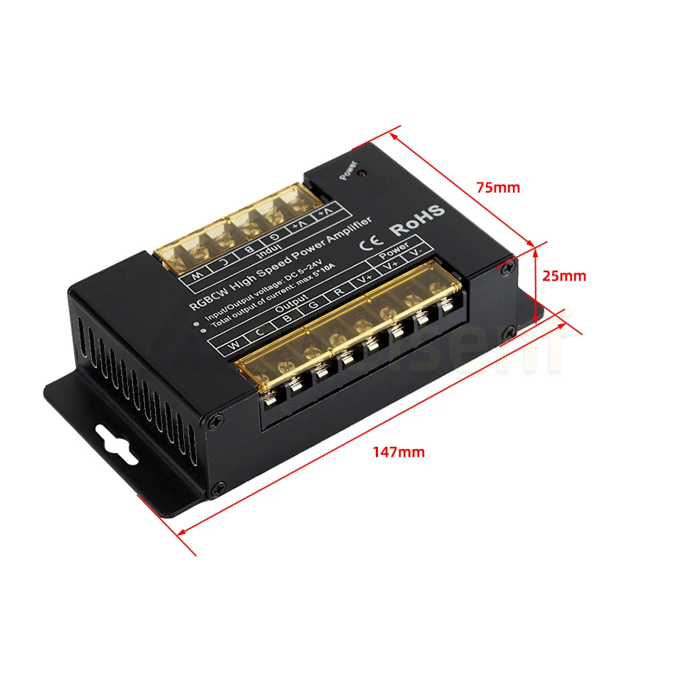 RGBCW RGBCCT High Speed Amplifier DC 5V 12V 24V 50A 5Channel Constant Voltage PWM LED Controller Dimmer Signal Extender Repeater