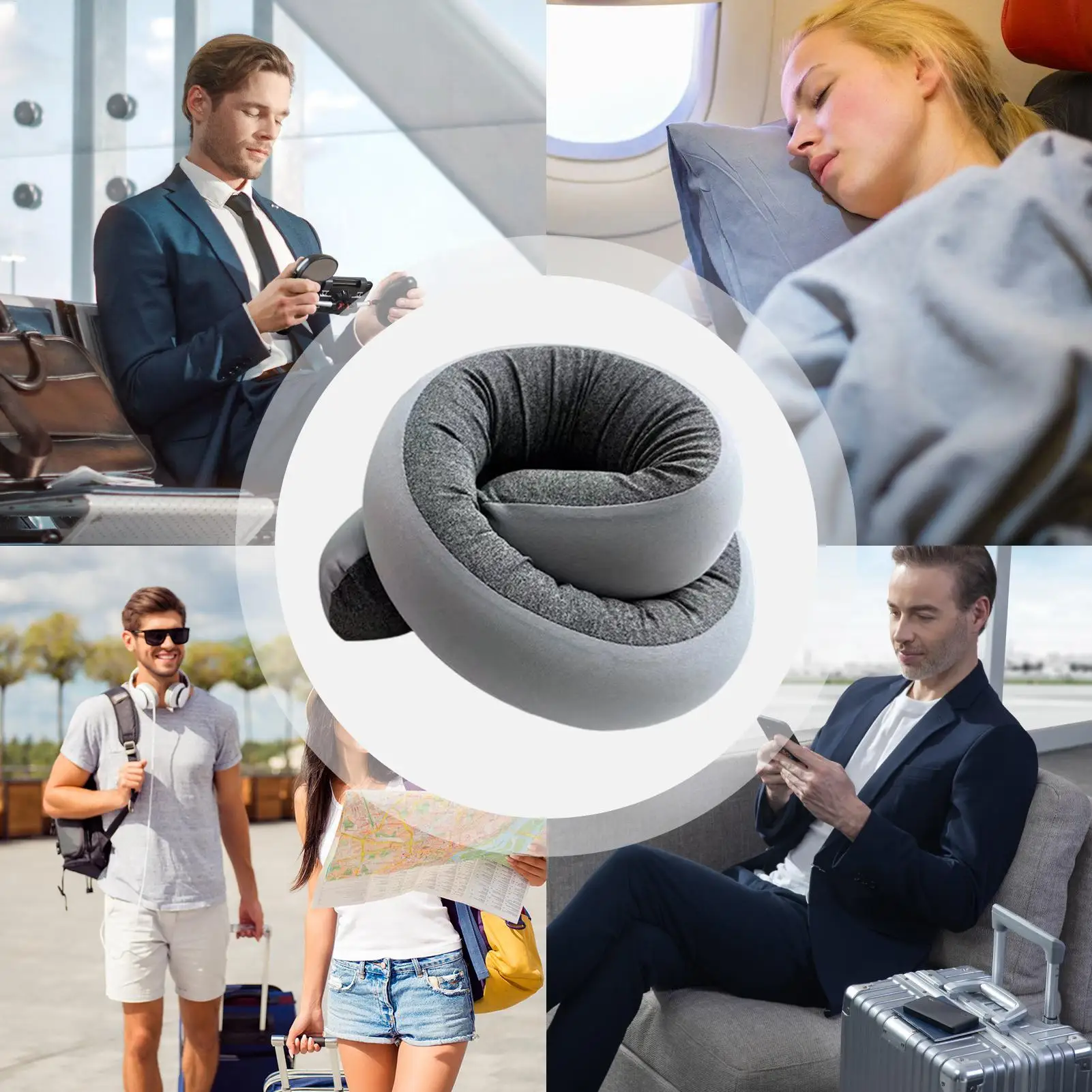 Neck Pillow For Travel Adjustable Spiral S Shape Cushion Lightweight Neck Pillow For Travel For Home Office Car Rides Airplane