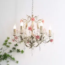Romantic Princess Room Girl Bedroom Bouquet Chandelier Cream Color Petal Lamp Modern Warm Living Room Children's Room Chandelier